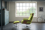 KAWOLA Sessel TOSAR Relaxsessel drehbar Velvet grün mit Hocker