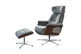 KAWOLA Sessel TOSAR Relaxsessel drehbar Velvet steingrau mit Hocker