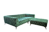 KAWOLA Set Big Sofa und Polsterhocker NARLA Chesterfield Velvet grün