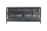 KAWOLA Sideboard BREST Vitrine Metall schwarz 4 Türen