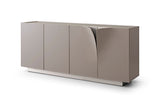 KAWOLA Sideboard EMMA Kunstleder grau Fuß Edelstahl gebürstet