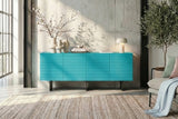 KAWOLA Sideboard LYNN 4 Türen lackiert petrol