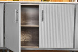 KAWOLA Sideboard MARIA Marmorplatte Kunstleder grau
