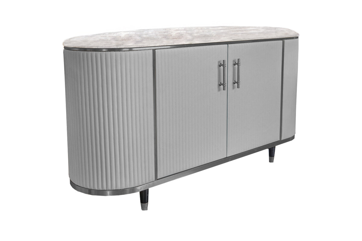 KAWOLA Sideboard MARIA Marmorplatte Kunstleder grau