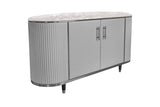 KAWOLA Sideboard MARIA Marmorplatte Kunstleder grau