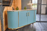 KAWOLA Sideboard MARIA Marmorplatte Kunstleder hellblau