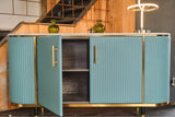KAWOLA Sideboard MARIA Marmorplatte Kunstleder hellblau