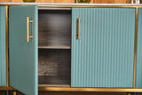 KAWOLA Sideboard MARIA Marmorplatte Kunstleder hellblau
