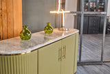 KAWOLA Sideboard MARIA Marmorplatte Kunstleder olivgrün