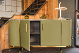 KAWOLA Sideboard MARIA Marmorplatte Kunstleder olivgrün