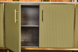 KAWOLA Sideboard MARIA Marmorplatte Kunstleder olivgrün
