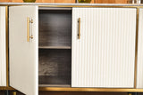 KAWOLA Sideboard MARIA Marmorplatte Kunstleder weiß