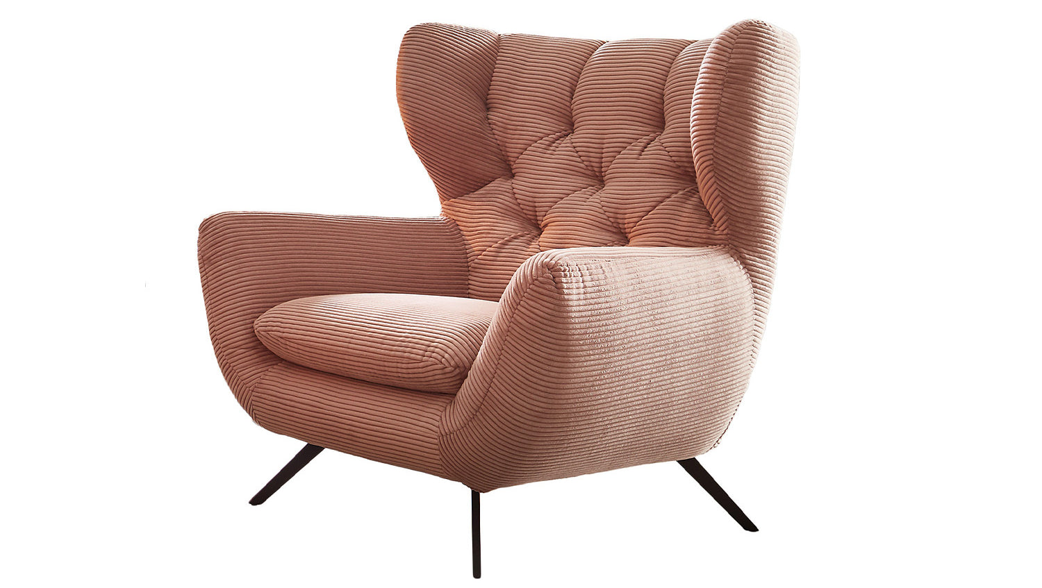 KAWOLA Sitzgruppe CHARME Sofa Sessel Hockerbank Cord rosa