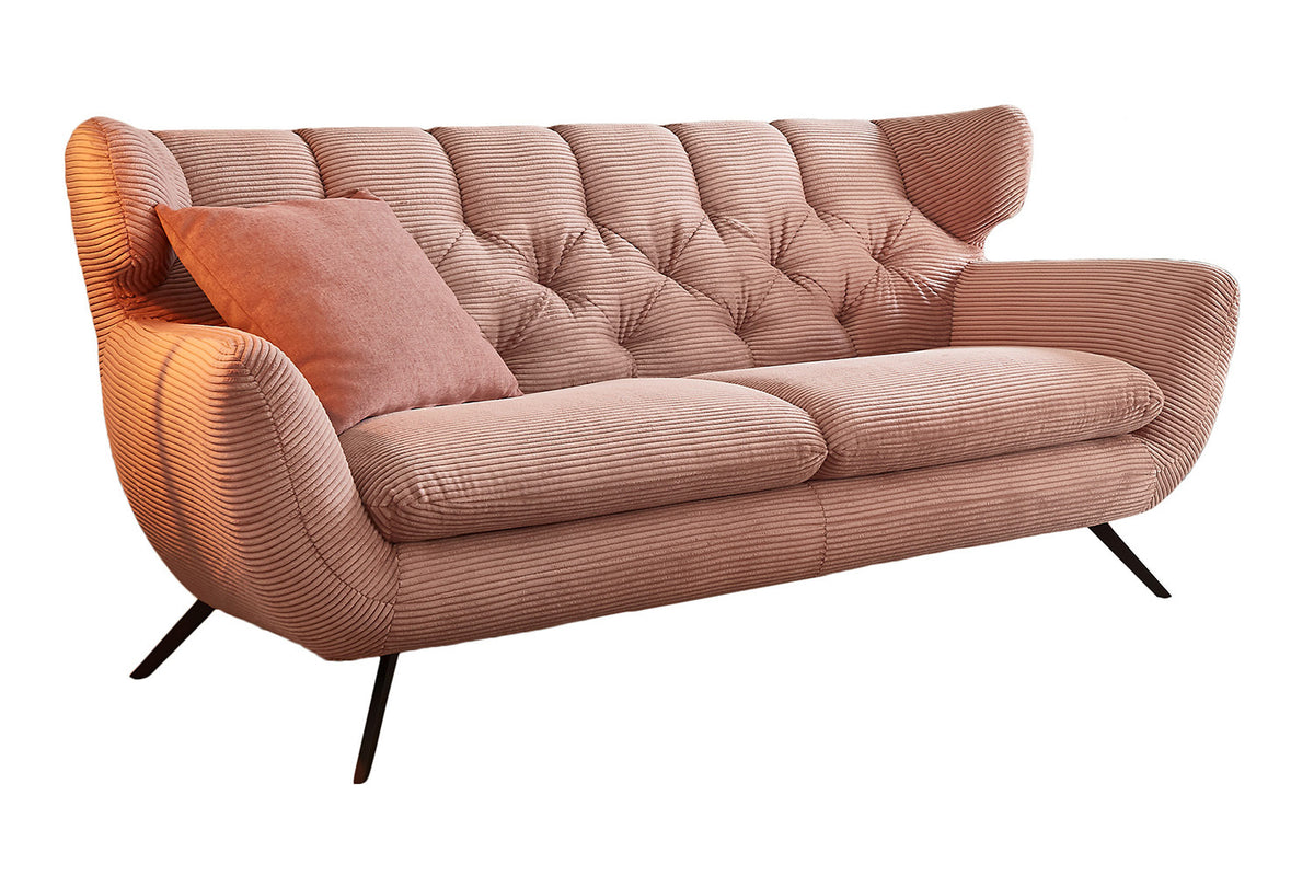 KAWOLA Sitzgruppe CHARME Sofa Sessel Hockerbank Cord rosa