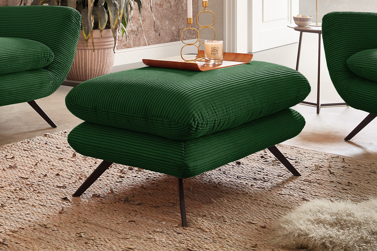 KAWOLA Sitzgruppe CHARME Sofa Sessel Hockerbank Cord smaragd