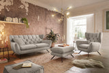 KAWOLA Sitzgruppe CHARME Sofa Sessel Hockerbank Cord steingrau, 3-Sitzer