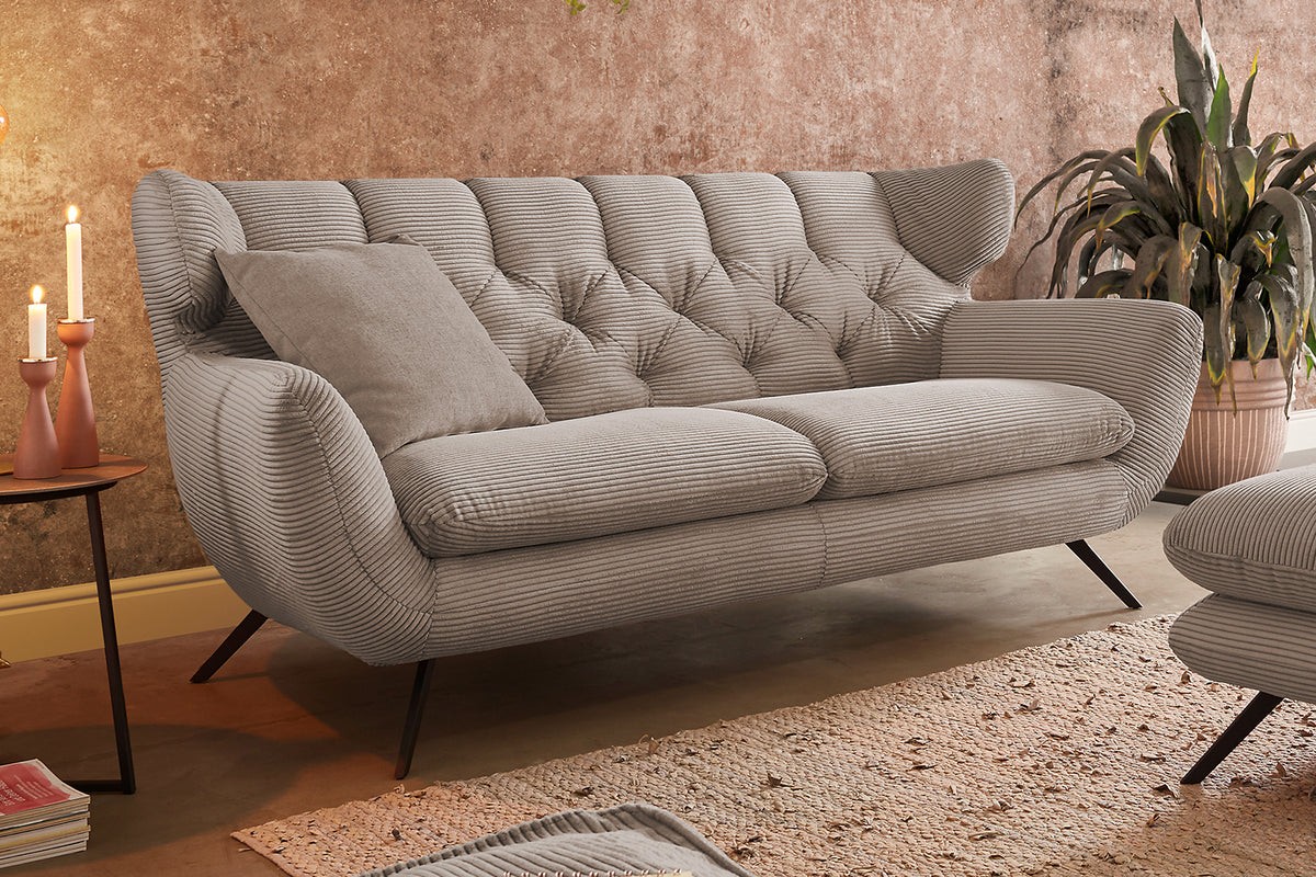 KAWOLA Sitzgruppe CHARME Sofa Sessel Hockerbank Cord taupe
