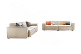 KAWOLA Sitzgruppe SAMU 3-Sitzer 2-Sitzer Chenille-Stoff beige