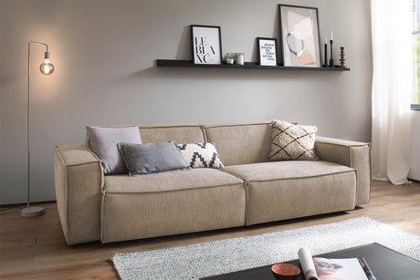 KAWOLA Sitzgruppe SAMU 3-Sitzer 2-Sitzer Chenille-Stoff taupe