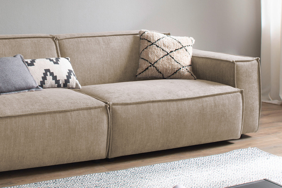 KAWOLA Sitzgruppe SAMU 3-Sitzer 2-Sitzer Chenille-Stoff taupe