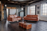 KAWOLA Sitzgruppe VILNIUS 3-Sitzer Sofa und 2-Sitzer Sofa Kunstleder mit Lederanteil cognac