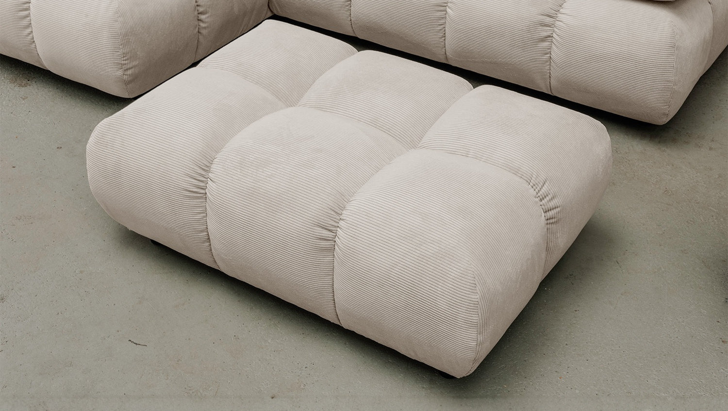 KAWOLA Sitzgruppe VIVIEN Ecksofa Drehsessel Hockerbank Feincord beige