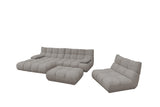 KAWOLA Sitzgruppe VIVIEN Ecksofa Drehsessel Hockerbank Feincord grau