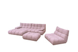KAWOLA Sitzgruppe VIVIEN Ecksofa Drehsessel Hockerbank Feincord rosa