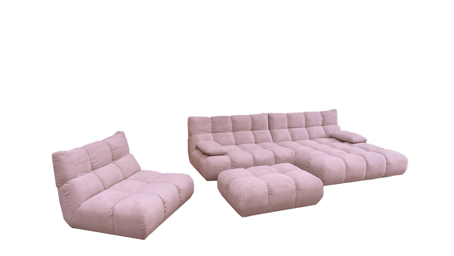 KAWOLA Sitzgruppe VIVIEN Ecksofa Drehsessel Hockerbank Feincord rosa