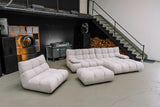 KAWOLA Sitzgruppe VIVIEN Ecksofa Drehsessel Hockerbank Feincord silber, Rechts