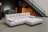 KAWOLA Sitzgruppe VIVIEN Ecksofa Drehsessel Hockerbank Feincord silber