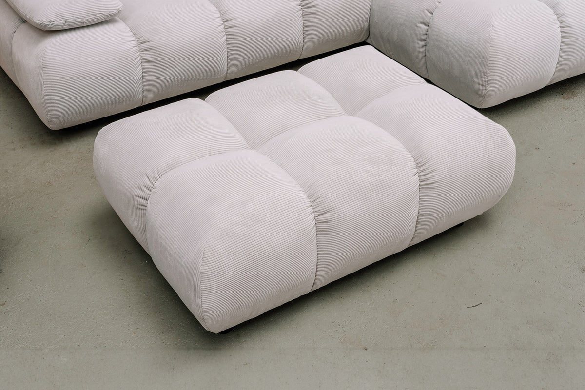 KAWOLA Sitzgruppe VIVIEN Ecksofa Drehsessel Hockerbank Feincord silber