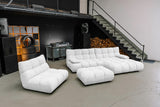KAWOLA Sitzgruppe VIVIEN Ecksofa Drehsessel Hockerbank Feincord weiß, Rechts