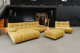 KAWOLA Sitzgruppe VIVIEN Ecksofa Drehsessel Hockerbank Velvet curry