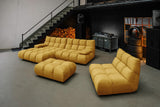 KAWOLA Sitzgruppe VIVIEN Ecksofa Drehsessel Hockerbank Velvet curry