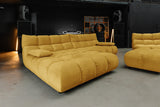KAWOLA Sitzgruppe VIVIEN Ecksofa Drehsessel Hockerbank Velvet curry