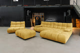 KAWOLA Sitzgruppe VIVIEN Ecksofa Drehsessel Hockerbank Velvet curry