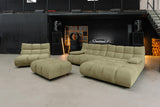 KAWOLA Sitzgruppe VIVIEN Ecksofa Drehsessel Hockerbank Velvet oliv