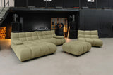 KAWOLA Sitzgruppe VIVIEN Ecksofa Drehsessel Hockerbank Velvet oliv