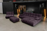 KAWOLA Sitzgruppe VIVIEN Ecksofa Drehsessel Hockerbank Velvet purple