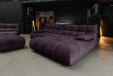 KAWOLA Sitzgruppe VIVIEN Ecksofa Drehsessel Hockerbank Velvet purple