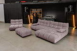 KAWOLA Sitzgruppe VIVIEN Ecksofa Drehsessel Hockerbank Velvet roségrau