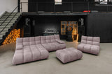 KAWOLA Sitzgruppe VIVIEN Ecksofa Drehsessel Hockerbank Velvet roségrau
