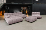 KAWOLA Sitzgruppe VIVIEN Ecksofa Drehsessel Hockerbank Velvet roségrau