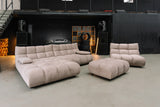 KAWOLA Sitzgruppe VIVIEN Ecksofa Drehsessel Hockerbank Velvet sand