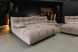 KAWOLA Sitzgruppe VIVIEN Ecksofa Drehsessel Hockerbank Velvet sand