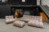 KAWOLA Sitzgruppe VIVIEN Ecksofa Drehsessel Hockerbank Velvet sand