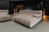 KAWOLA Sitzgruppe VIVIEN Ecksofa Drehsessel Hockerbank Velvet sand