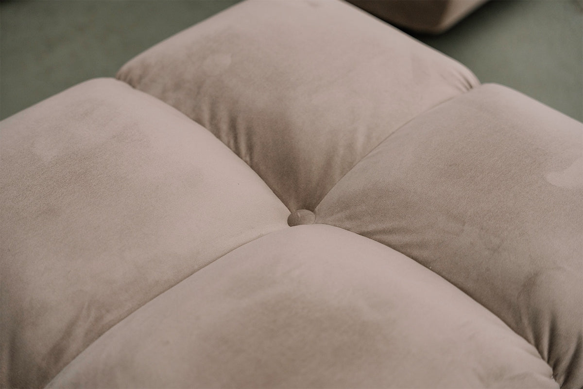 KAWOLA Sitzgruppe VIVIEN Ecksofa Drehsessel Hockerbank Velvet sand