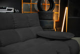KAWOLA Sitzgruppe VIVIEN Ecksofa Drehsessel Hockerbank Velvet schwarz